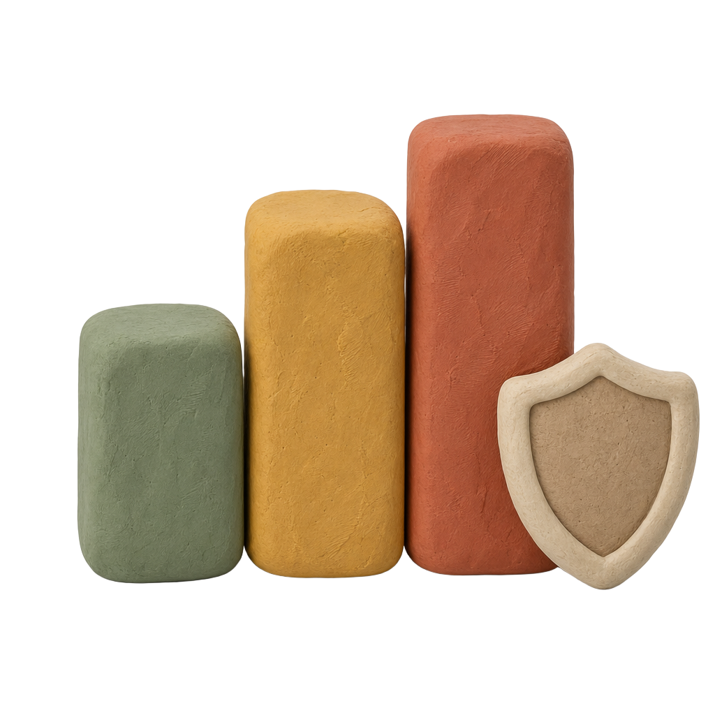 Clay illustration of rating markers